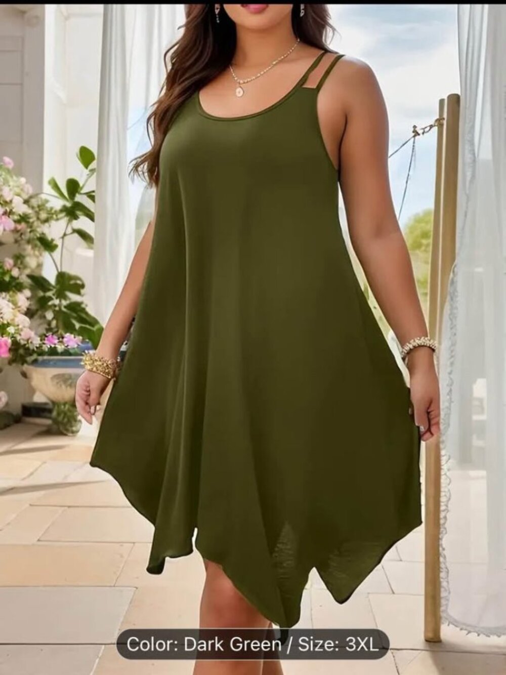 Ladies size 3XL green loose fitting Cami dress